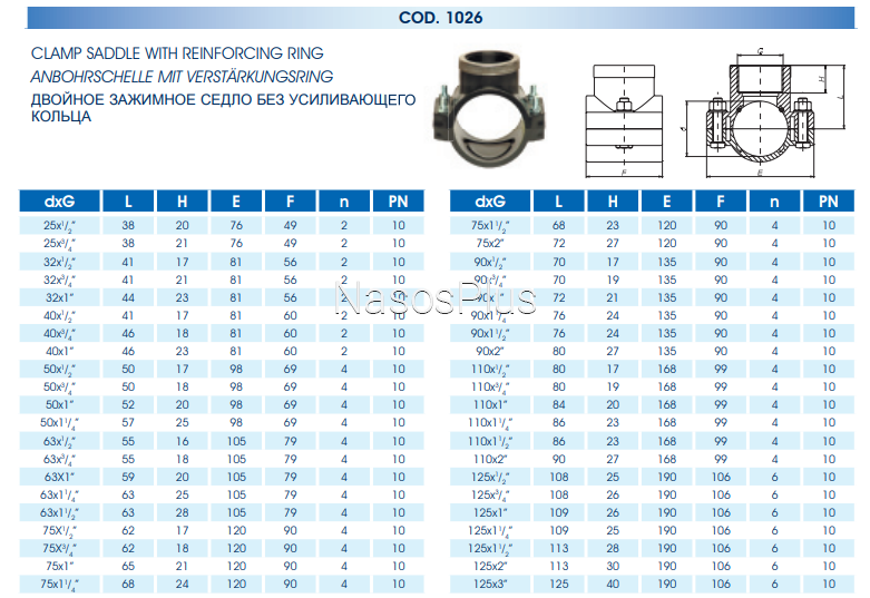 Хомут для врезки в трубу Unidelta 63x3/4 - купить Хомут врезка в трубу ...