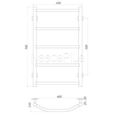 Полотенцесушитель UNIO LT W 700-400-5 Лесенка Трапеция вода