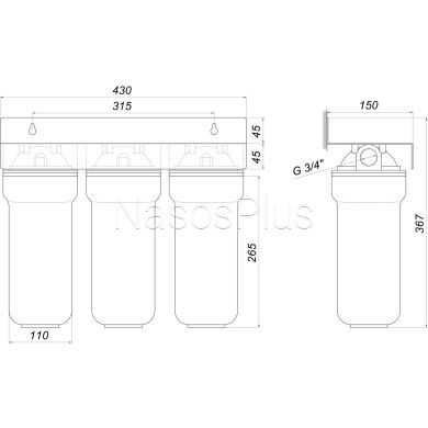 Система 3-х ступеневого очищення Bio+ systems NSL103, 3/4″ - Фото 4 Система 3-х ступеневого очищення Bio+ systems NSL103, 3/4″