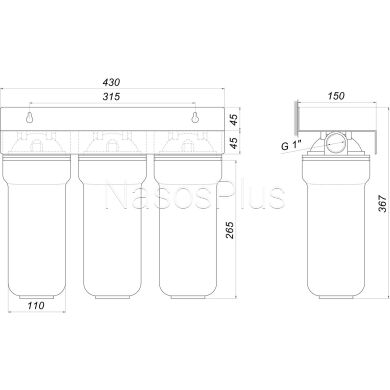Система 3-х ступеневого очищення Bio+ systems NSL103, 1″ - Фото 4 Система 3-х ступеневого очищення Bio+ systems NSL103, 1″