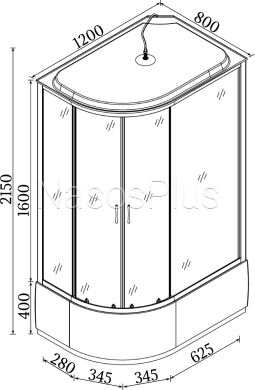 Душевой бокс ассиметричный правый OBRA H120FFSR BRAVO (3уп.) - Фото 6 Душевой бокс ассиметричный правый OBRA H120FFSR BRAVO (3уп.)