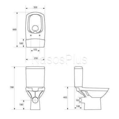 Компакт Cersanit 559 CARINA CLEAN ON 011 3/5л. нижн., гориз., компл. с сид.LIFT