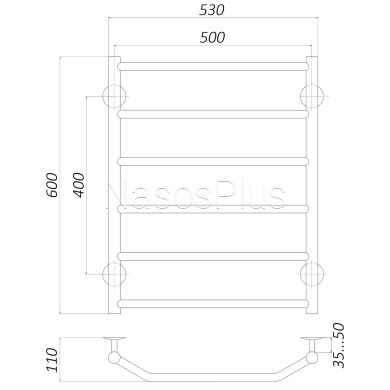 Полотенцесушитель UNIO LT W 600-500-6 Лесенка Трапеция вода