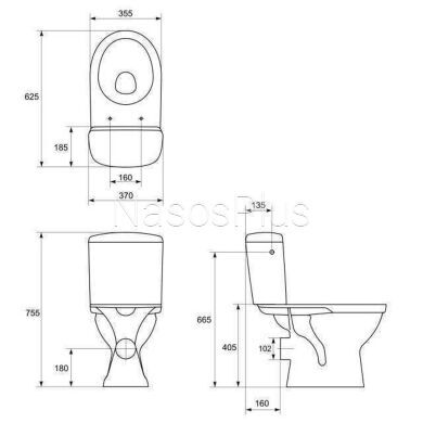 Унітаз компакта Мерида 010/011гориз. (без бачка, без сидіння)