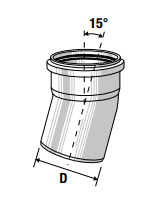 Коліно Valsir для внутрішньої каналізації HTB &empty;32x15&deg;, сіре
