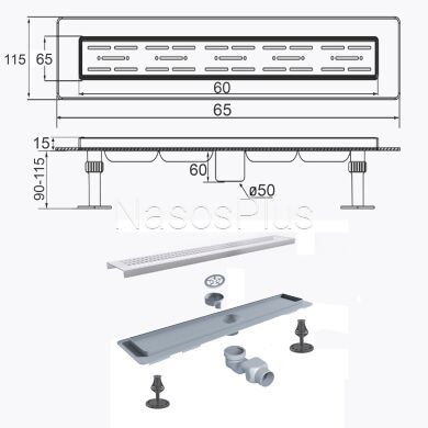 Трап линейный душевой TILLO TM009-60 60см