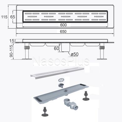 Трап линейный душевой TILLO TM009-60 60см