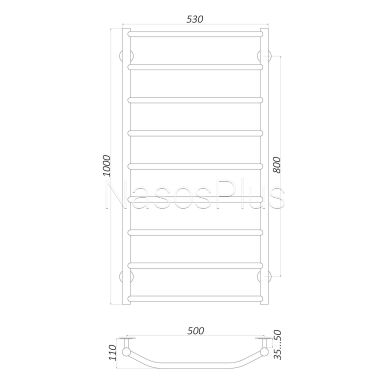 Рушникосушарка UNIO LT W 1000-500-9 Драбинка Трапеція вода