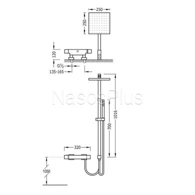 Душова система TRES CUADRO-TRES Termostatica 00738501,Лійка 250*250мм Spain - Фото 4 Душова система TRES CUADRO-TRES Termostatica 00738501,Лійка 250*250мм Spain