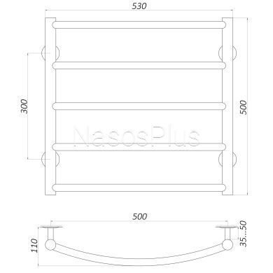 Полотенцесушитель UNIO LD W 500-500-5 Лесенка Дуга вода