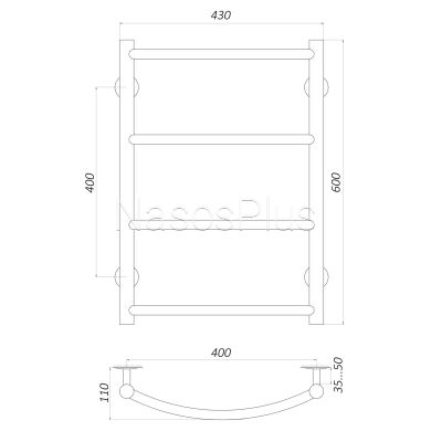 Рушникосушарка UNIO LD W 600-400-4 Драбинка Дуга вода