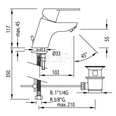 Змішувач для умивальника 139102-BM-TRES висота H-117 мм - Фото 2 Змішувач для умивальника 139102-BM-TRES висота H-117 мм