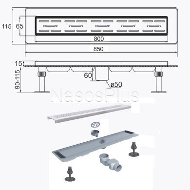 Трап линейный душевой TILLO TM009-80 80см