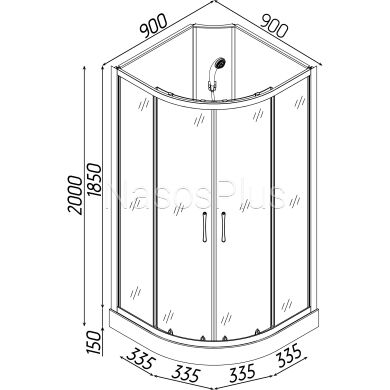 Душевой бокс полукруглый без крыши DABIE L90MMS BRAVO (3уп.) - Фото 2 Душевой бокс полукруглый без крыши DABIE L90MMS BRAVO (3уп.)