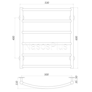 Рушникосушарка UNIO LD W 600-500-6 Драбинка Дуга вода