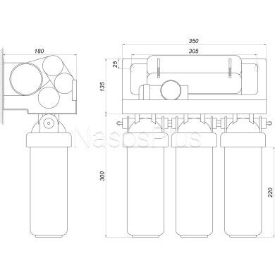 Система зворотного осмосу OasisPro без насоса + ПЛАСТ. бак, мінералізатор BSL01M-RO-75