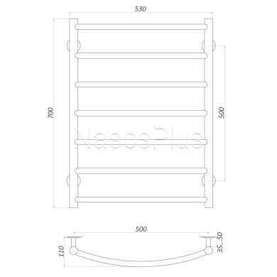 Полотенцесушитель UNIO LD W 700-500-7 Лесенка Дуга вода