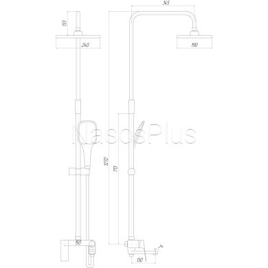 Душова система TOPAZ ODISS TO 18102-H52 з виливом, комплект, кругла штанга Н-130см