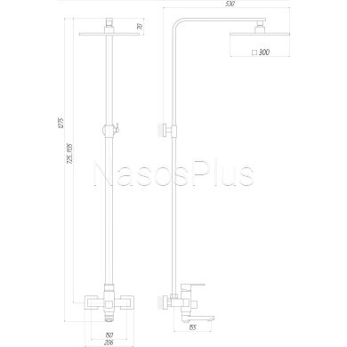 Душова система Globus Lux DS0026-Milano (Лійка Тропік300*300мм НЕРЖ) з виливом латунь Штанга 115см - Фото 5 Душова система Globus Lux DS0026-Milano (Лійка Тропік300*300мм НЕРЖ) з виливом латунь Штанга 115см