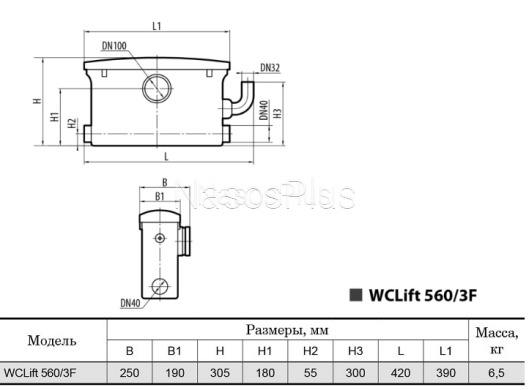 Канализационная установка rudes WCLift 500/3F