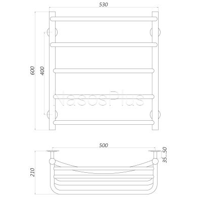 Рушникосушарка UNIO Op W 600-500-5 Олівія з полицею вода