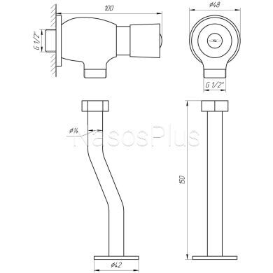 Кран-дозатор для пісуара Solomon LGE-043 - Фото 4 Кран-дозатор для пісуара Solomon LGE-043