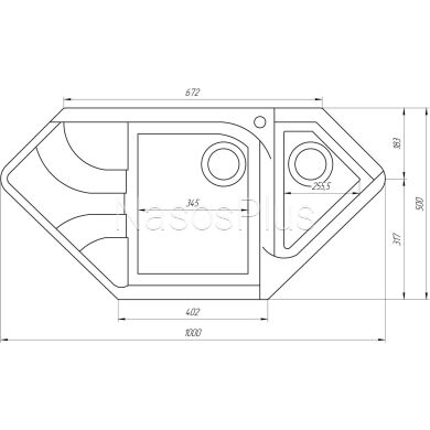 Гранитная мойка Globus Lux GARDA серый металлик 1000х500мм-А0003