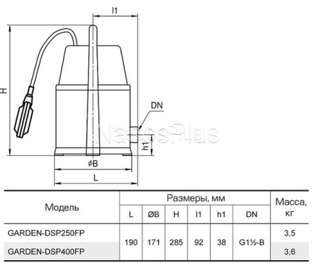 Дренажный насос GARDEN-DSP400FP - Фото 3 Дренажный насос GARDEN-DSP400FP