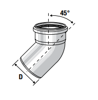 Коліно Valsir для внутрішньої каналізації HTB &empty;50x45&deg;, сіре