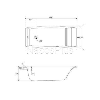 VIRGO Ванна 150x75