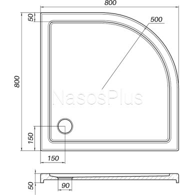 Душевой поддон полукруглый PILICA RS80I BRAVO (2уп.)