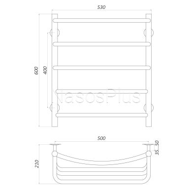 Рушникосушарка UNIO LКD W 600-500-5 Драбинка Каскад Дуга вода