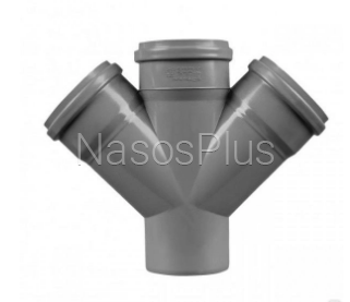 Крестовина Valsir для внутреней канализации HTDA ∅100/100/100x67°, серая одноплосткостная Крестовина Valsir для внутреней канализации HTDA ∅100/100/100x67°, серая одноплосткостная