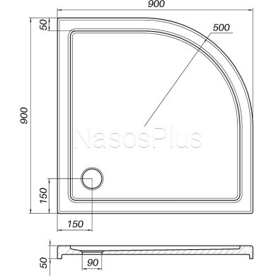 Душевой поддон полукруглый PILICA RS90I BRAVO (2уп.)