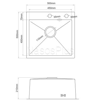 Мойка кухонная 3mm 500х500 Графит 5050HG Mira