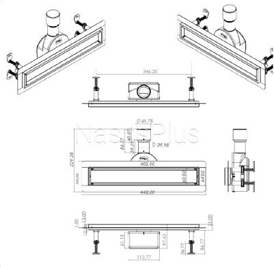 Трап линейный душевой TILLO TM256-C-40 - Фото 8 Трап линейный душевой TILLO TM256-C-40