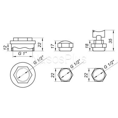 Комплект футорок секційного радіатора CRISTAL NR-2011 1/2&Prime; (HT 404)