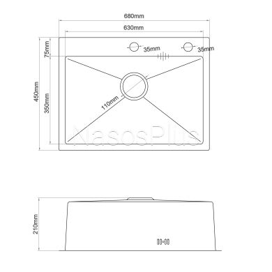 Мойка кухонная 3mm 680х450 Сатин 6845HS Mira
