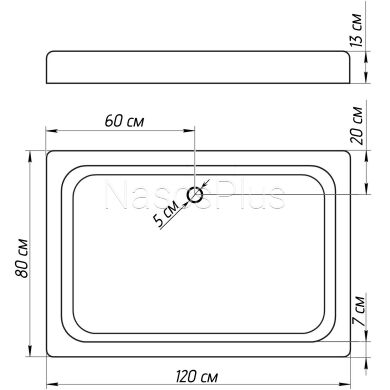 Душевой поддон прямоугольный NAREW SL120F BRAVO (1уп.)