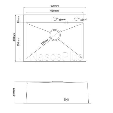 Мойка кухонная 3mm 600х450 Графит 6045HG Mira