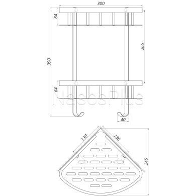 Полка двойная угловая TOPAZ TKB-9902-BL