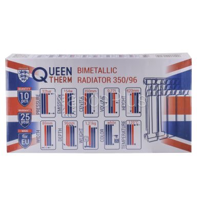 Радиатор биметаллический секционный QUEEN THERM 350/96 (кратно 10) - Фото 5 Радиатор биметаллический секционный QUEEN THERM 350/96 (кратно 10)
