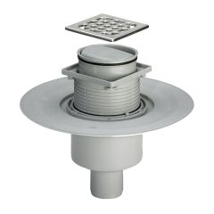 Трап с сухим затворомVIEGA ф50, нерж, решетка 100*100 , верт. пластик 583224