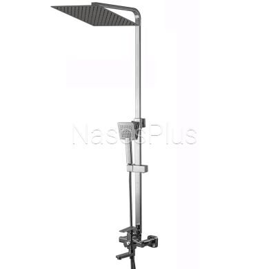 Душова система Globus Lux VAN-DS0026 Milano Лійка.Тропік30*30см нерж з виливом латунь-Штанга H=135см