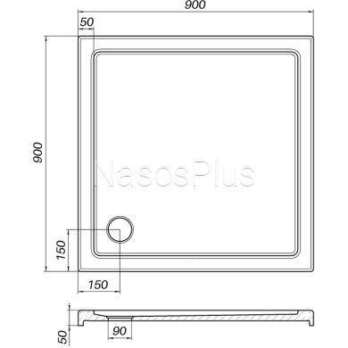 Душевой поддон квадратный BOBR SS90I BRAVO (2уп.)
