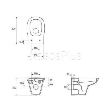 Унітаз подвісний Cersanit FACILE (без сидіння) - Фото 3 Унітаз подвісний Cersanit FACILE (без сидіння)