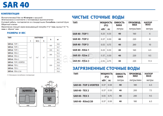 Pedrollo SAR 40 -RXm 2 Канализационная насосная станция