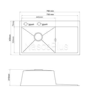 Мойка кухонная с полкой 3mm 780х430 Графит 7843HG Mira
