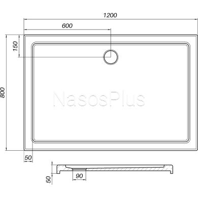 Душевой поддон прямоугольный WKRA SS120I BRAVO (2уп.)