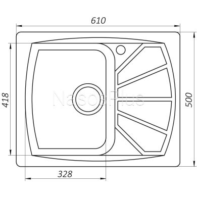 Гранитная мойка Globus Lux TANA песчаный 610х500мм-А0004